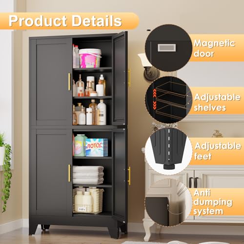 75" Tall Metal Kitchen Pantry Storage Cabinet
