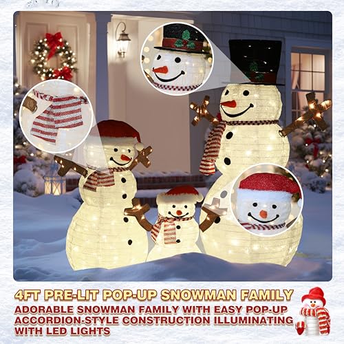 4FT Pop Up Snowman Family
