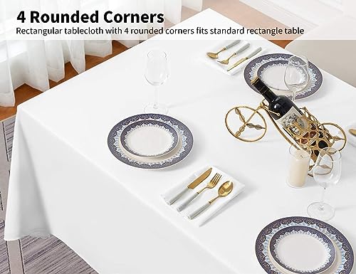5 Pack 90x156 Inch White Tablecloth for 8 Foot Rectangle Tables (5 Count)