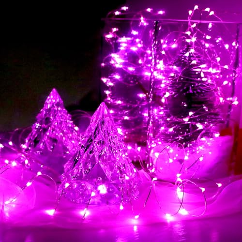 6 Pack 7Ft Starry Fairy String Lights No Remote Waterproof 20LED Pink Light (6 Count)