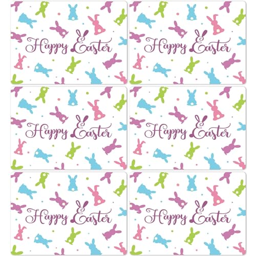 Easter Placemats Set of 6 Rabbit Eggs Plastic Table Mat 17×13×0.04in (6 Count)