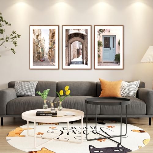 KAlRNE European Street Scenery Mediterranean Wall Art Italy Set (3 Count)