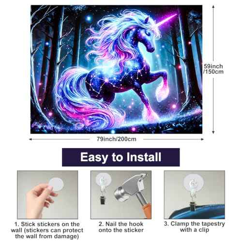 Blacklight Tapestry Fluorescent Glow UV Backdrop 78 x 59 Inch