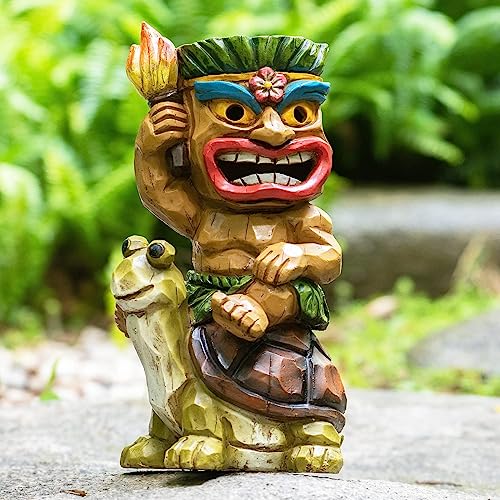 Tiki Outdoor Statue with Turtle Decor