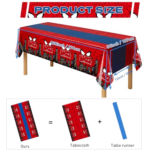 4Pcs 2in1 Spider Birthday Decorations Tablecloths (4 Count)