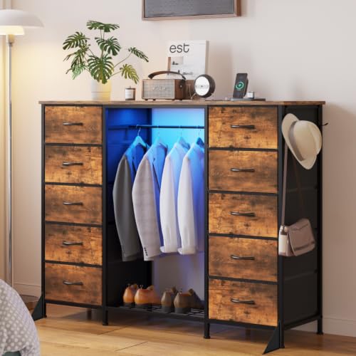 55"W Dresser with Hanging Rack
