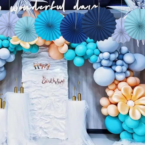 White Party Decorations White Hanging Paper Fans DIY Set 8inch