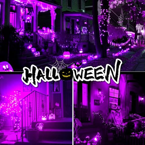 2 Pack Solar Halloween String Lights Outdoor Purple