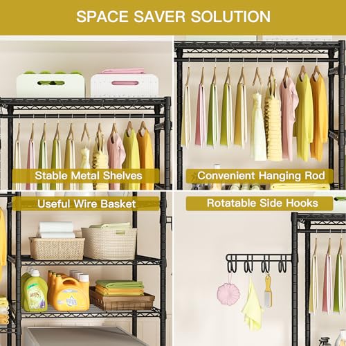 65.3"W x 13.4"D x 77.5"H Clothes Drying Rack Over Washer Dryer Shelves