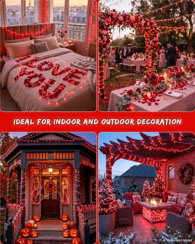33FT 100 LED Red Christmas Valentine's Day Twinkle String Lights (33 Foot)