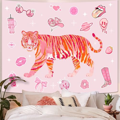 Y2K Tapestry Pink Tiger Wall Tapestry