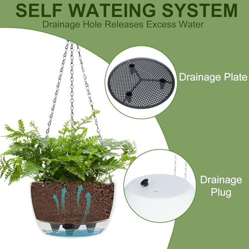 2 Packs Solar Hanging Basket Planters for Plants Outdoor