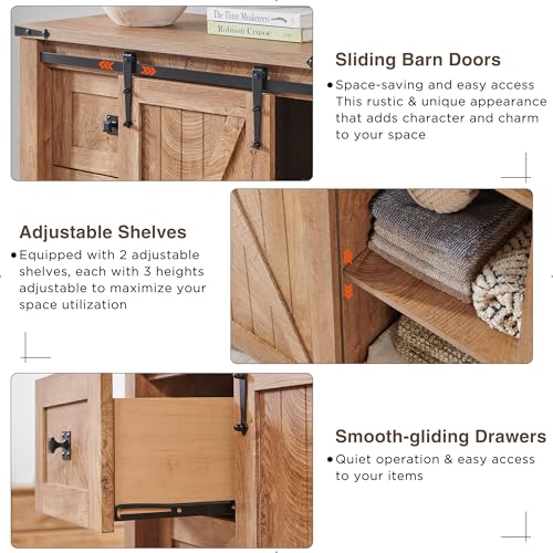 5 Drawers Dresser with Sliding Barn Doors