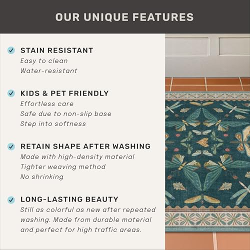 Oriental Blue and Green Area Rugs for Living Room 6x9 (54 Sq Ft)