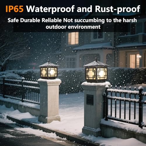 Solar Post Lights Outdoor Waterproof Column Light with Large Capacity Solar