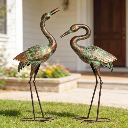 Metal Heron Garden Statue Life