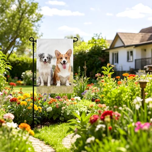 Garden Flag Stand with Sublimation Blank Garden Flags Metal Yard Flag Holder Pole Stake Small Flag Stands for Solid White Flag 12 x 18 DIY Custom Make Your Own Banner with Clips and Stopper