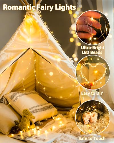 2 Pack 60 LED Fairy Lights Battery Operated with Timer