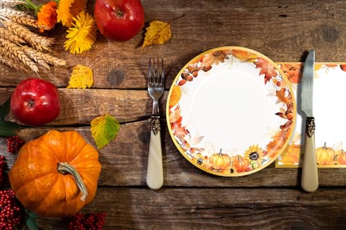 150Pcs Fall Paper Plates and Napkins Party Supplies Autumn Plates Napkin (150 Count)