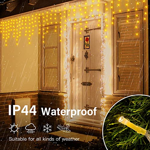 33FT 360 LED Warm White Christmas Icicle Lights