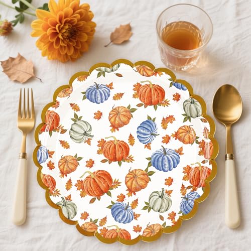 50 Pack Fall Pumpkins Paper Plates