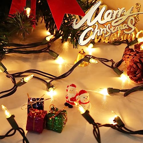 Clear Christmas Lights 50FT 200 Incandescent Bulbs Warm White Mini Lights with Green Wire for Christmas Tree