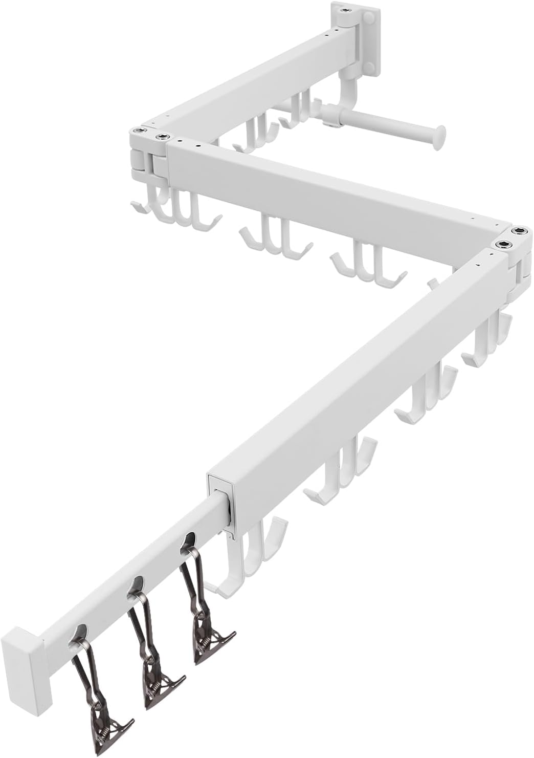 Wall Mounted Clothes Drying Rack,Drying Rack Clothing Wall Mount with Foldable Features(Tri-Fold),Space Saver,Wall Mounted Drying Rack for Laundry Balcony Bathroom (White) - NestledHome
