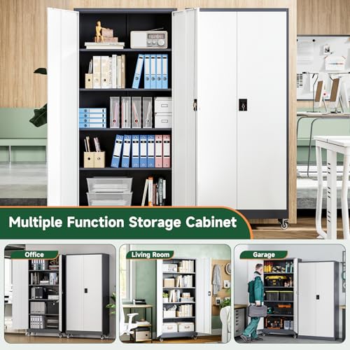 Metal Garage Storage Cabinets with Lock Door and Adjustable Shelves