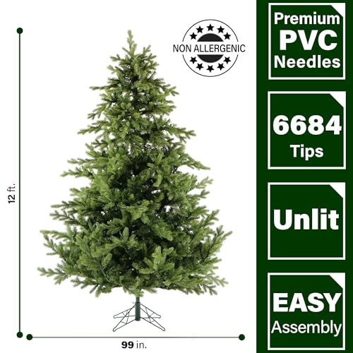12 Ft. Foxtail Pine Artificial Christmas Tree with Stand and No Lights