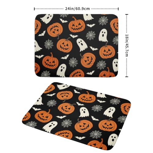 Halloween Dish Drying Mat for Kitchen Counter Ghost Pumpkin Spiderweb Festival Super Absorbent Reversible Microfiber Kitchen Countertop Protector Dishes Pad Large 18x24 inch