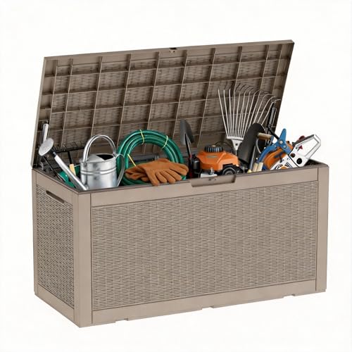 121 Gal Waterproof Outdoor Storage Box Lockable Deck Box