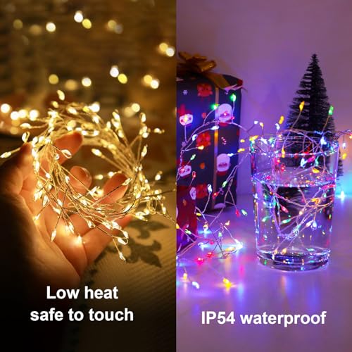 Dual Color 10Ft 200 LED Fairy Lights Battery Operated with Remote Timer (200 Count)