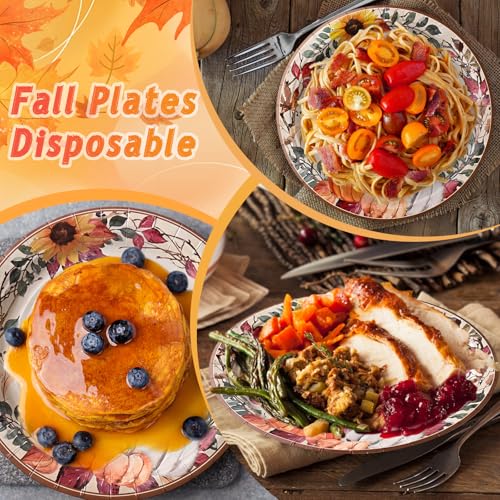 200 Pcs Fall Paper Plates and Napkins (200 Count)