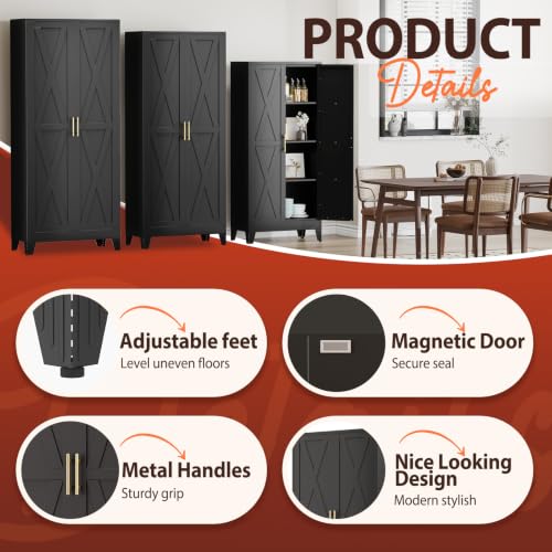61" H Kitchen Storage Cabinet with Doors