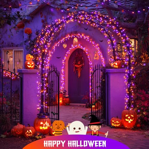 2 Pack Solar Halloween Lights Orange and Purple (66 Foot)