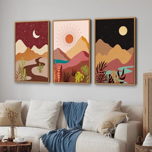 Boho Desert Framed Canvas Wall Art Set of 3 (3 Count)