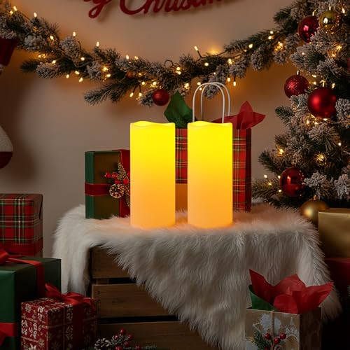 10"x4" Large Waterproof Outdoor Flameless Candles with Remote Timer (2 Count)
