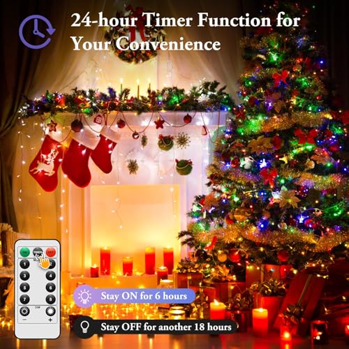 4 Pack 33FT 100 LED Fairy Lights Battery Operated with Timer & Remote (4 Count)