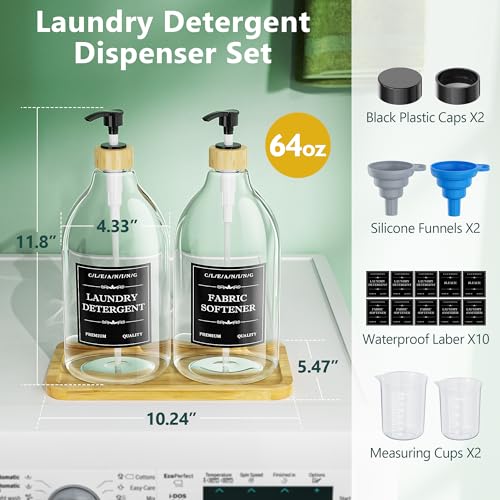 Liquid Laundry Detergent Dispenser with Bamboo Tray (64 Fl Oz)