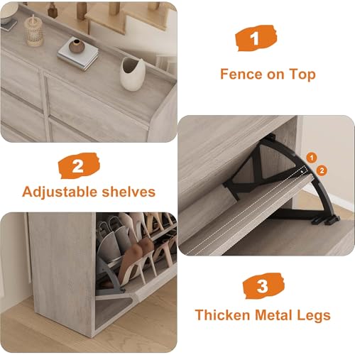 Shoe Cabinet with 6 Flip Drawers