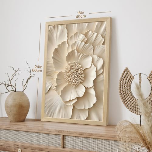Wood Framed Neutral Beige Botanical Wall Art Set of 3 (3 Count)