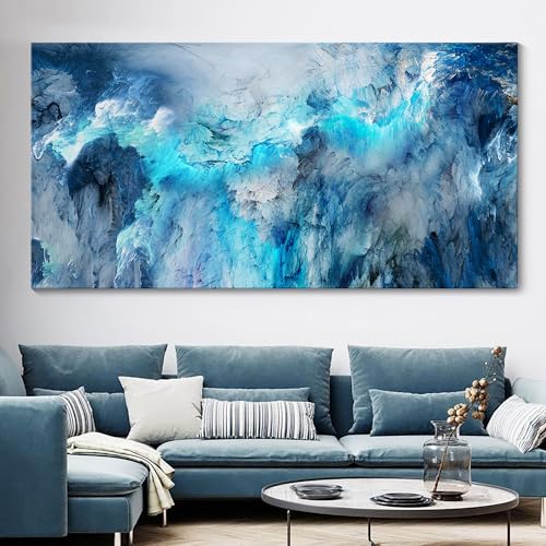 Blue Canvas Wall Art Modern Abstract Wall Decor for Living Room Contemporary Pictures for Bedroom Wall Decor Artwork for Walls Dinning Room Decoration Wall Navy Blue Office Decor20×40IN