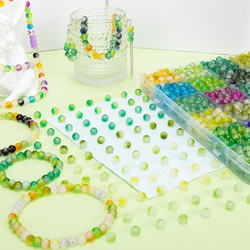 About 1200+ pcs 6mm Glass Beads Green Bi (1200 Count)