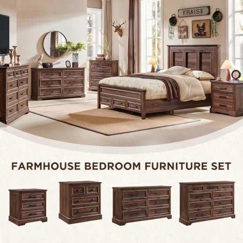 52" Wide Farmhouse 9 Drawer Dresser for Bedroom