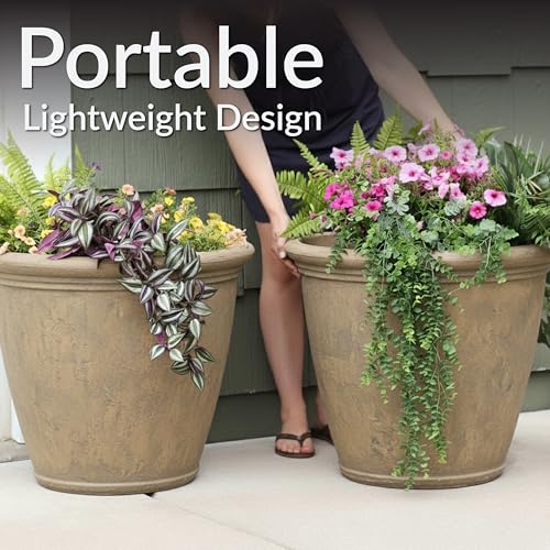 Sunnydaze Anjelica 24'' Large Plastic Planter Pot for Plants