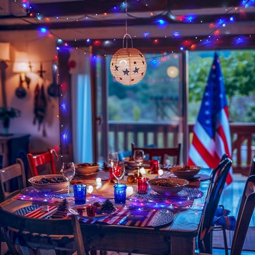 200 LED 66ft Red White and Blue Lights Outdoor Plug in