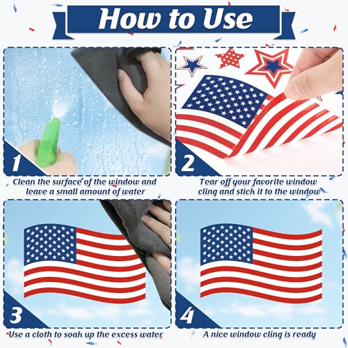 152 Pcs 4th of July Window Clings (9 Count)
