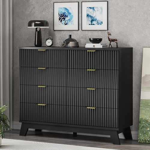 Fluted Dresser for Bedroom with 8 Drawers