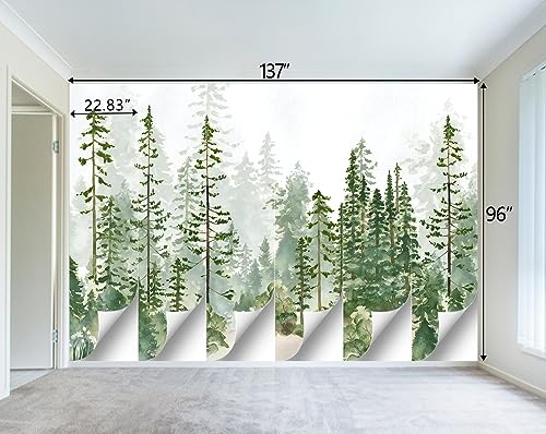 Boys or Girls Cartoon Pine Tree Forest wallpeper Nursery Kids Bedroom wall Mural (91.2 Sq Ft)