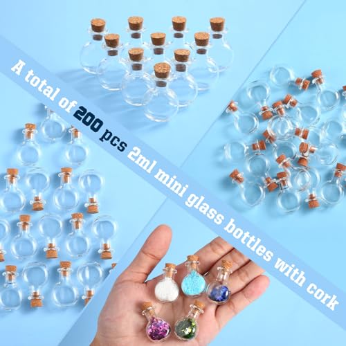 200 Pcs 2ml Mini Jars with Cork Lids (200 Count)